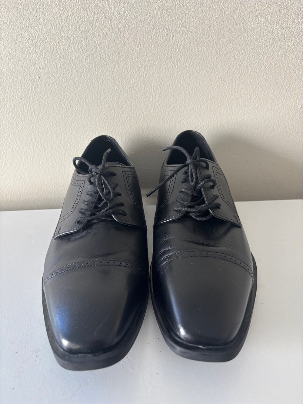 Franco Fortini Black Men's Cap-Toe Derby Oxfords